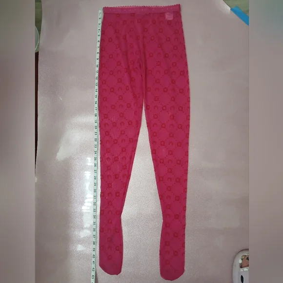 Marine Serre Pink Patterned Leggings/Tights Size Small - Picture 11 of 11